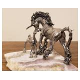 Pewter Unicorn Display on Polished Stone Base