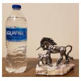 Pewter Unicorn Display on Polished Stone Base