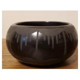 Vintage Native American Black on Black Pottery Bowl