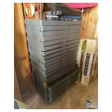 Lot of 5 Complete 4-tier (adjustable) Plastic Shelving Units