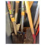 Garbage Can Full of Good Yard Tools Shovels etc