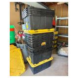 Lot of 15 Large Heavy Duty Black & Yellow Totes w/Lids