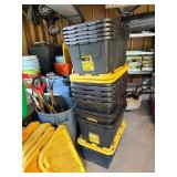 Lot of 15 Large Heavy Duty Black & Yellow Totes w/Lids