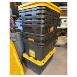 Lot of 15 Large Heavy Duty Black & Yellow Totes w/Lids