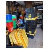 Lot of 15 Large Heavy Duty Black & Yellow Totes w/Lids