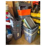 LARGE Lot of Approx 30+ Rubbermaid Totes w/Lids