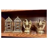 2 Sets of Vintage Brass Bookends - Eagles & Large Brass Doors