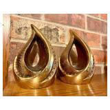 Great Looking Mid Century Brass "Flame" Bookend Set by Ben Seibel