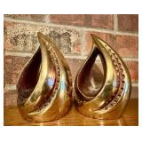 Great Looking Mid Century Brass "Flame" Bookend Set by Ben Seibel