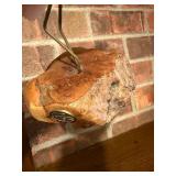 Signed JOHN PERRY Flamingo Sculpture on Burled Wood Base