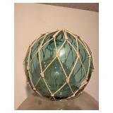 Nautical Decor Lot - Large Glass Bowl Full of Items & Glass Fishing Float