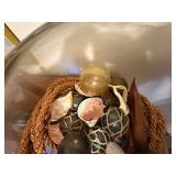 Nautical Decor Lot - Large Glass Bowl Full of Items & Glass Fishing Float