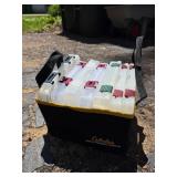 LARGE Lot of Clear Plastic PLANO Fishing Tackle Boxes w/2 Canvas Carriers #1