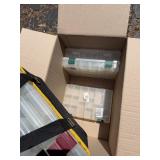 LARGE Lot of Clear Plastic PLANO Fishing Tackle Boxes w/2 Canvas Carriers #1