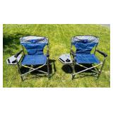 Pair of New or Like-New TIMBER RIDGE Camp Chairs w/Fold-Up Side Tables