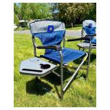 Pair of New or Like-New TIMBER RIDGE Camp Chairs w/Fold-Up Side Tables