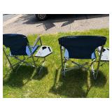 Pair of New or Like-New TIMBER RIDGE Camp Chairs w/Fold-Up Side Tables
