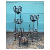 3 Outdoor Metal Plant Basket Stands