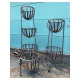 3 Outdoor Metal Plant Basket Stands