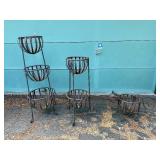 3 Outdoor Metal Plant Basket Stands
