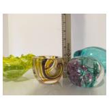 Nice Group of Art Glass Pieces - Paperweights, Bird Sculpture & Bowls