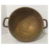 Large Antique Copper Bowl w/Handles