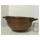Large Antique Copper Bowl w/Handles