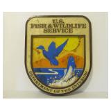 Original Vintage Embossed US FISH & WILDLIFE Service Sign
