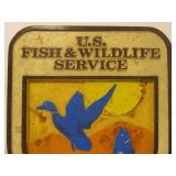 Original Vintage Embossed US FISH & WILDLIFE Service Sign