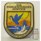 Original Vintage Embossed US FISH & WILDLIFE Service Sign