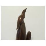 Nicely Carved Vintage Southwestern Hardwood Cactus Sculpture w/Bird