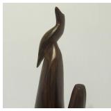 Nicely Carved Vintage Southwestern Hardwood Cactus Sculpture w/Bird
