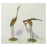 Mid Century Solid Brass Crane Statues