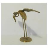 Mid Century Solid Brass Crane Statues