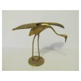 Mid Century Solid Brass Crane Statues