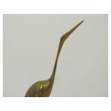 Mid Century Solid Brass Crane Statues