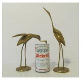 Mid Century Solid Brass Crane Statues