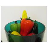Large Bowl Full of Art Glass Fruit