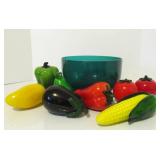Large Bowl Full of Art Glass Fruit