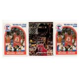 Lot Of 3 Michael Jordan Cards Including 1993-94 Stadium Club #181 "Frequent Flyers" and Two 1989 NBA Hoops #21 