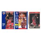 Lot Of 3 Vintage Basketball Cards Including 1991 Fleer All-Star Team Michael Jordan #211, 1991-92 Fleer Michael Jordan #29, and 1988-89 Fleer #16 Horace Grant Chicago Bulls Rookie Card