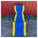 Blue Yellow Folding Lounge Chair with Footrest