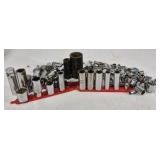 Lot of Assorted Chrome Sockets and Socket Accessories