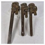 Lot of 3 Vintage Ridgid and Stillson Pipe Wrenches