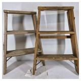 Lot of 2 Wooden Folding Step Ladders