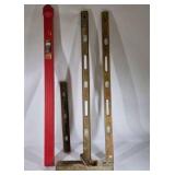 Lot of Assorted Levels and Wooden T-Square