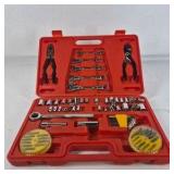 Mechanics Socket and Tool Set in Red Carry Case