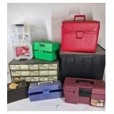 Lot of Assorted Tool Boxes, Hardware Organizer, and Storage Cases