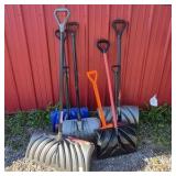 Lot of Assorted Snow Shovels and Pushers