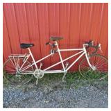 Vintage White Tandem Road Bicycle with Drop Handlebars